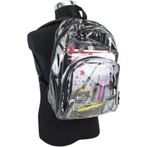 Eastsport Clear Backpack Stadium Approved See Through Transparent Heavy Duty with Padded Adjustable Straps – Perfect for Work, Security, Airports, Concerts, and Sporting Events - Black
