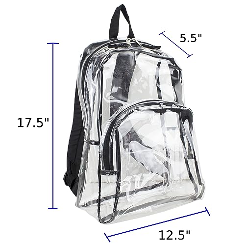 Eastsport Clear Backpack Stadium Approved See Through Transparent Heavy Duty with Padded Adjustable Straps – Perfect for Work, Security, Airports, Concerts, and Sporting Events - Black