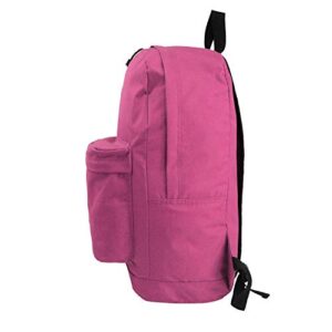 K-Cliffs Basic Backpack Classic Simple School Book Bag Student Daily Daypack 18 Inch (Hot Pink)