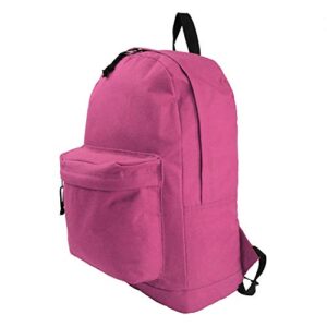 K-Cliffs Basic Backpack Classic Simple School Book Bag Student Daily Daypack 18 Inch (Hot Pink)