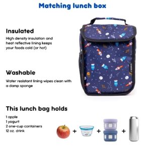 J World Lollipop Kids Rolling Backpack & Lunch Bag Set for Elementary School. Carry-On Suitcase with Wheels, Spaceship