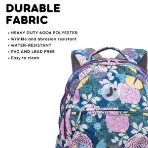 J World New York Cornelia School Backpack for Kids. Cute Womens Laptop Bookbag, Secret Garden, 18 X 12.5 X 8 (H X W X D)