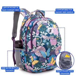 J World New York Cornelia School Backpack for Kids. Cute Womens Laptop Bookbag, Secret Garden, 18 X 12.5 X 8 (H X W X D)