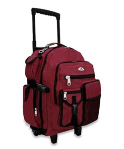 everest deluxe wheeled backpack, burgundy, one size,5045wh-burg