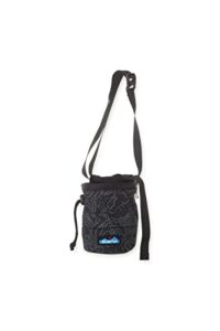 kavu peak seeker chalk bag for rock climbing, gymnastics, and weightlifting - black topo