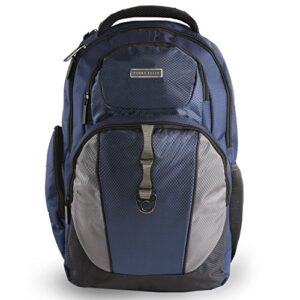 perry ellis men's p19 business laptop backpack with tablet pocket, navy, one size