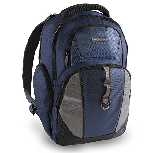 Perry Ellis Men's P19 Business Laptop Backpack with Tablet Pocket, Navy, One Size
