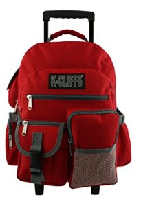 k-cliffs heavy duty rolling backpack school bookbag with wheels deluxe wheeled daypack