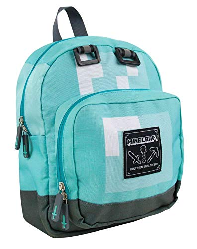 Minecraft Diamond Mini Blue Backpack | 12-Inch Gaming Adventure | Carry the Blocky Fun | Durable Material