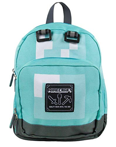 Minecraft Diamond Mini Blue Backpack | 12-Inch Gaming Adventure | Carry the Blocky Fun | Durable Material