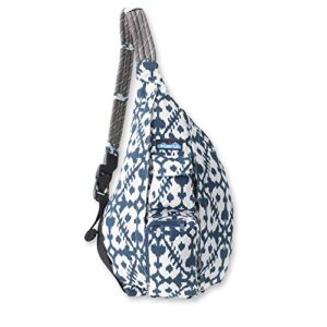 kavu original rope bag sling pack with adjustable rope shoulder strap - blue blot