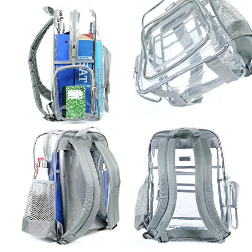 SMARTY Heavy Duty Clear Backpack V6 Durable Transparent See Through Bag (Medium, Gray)