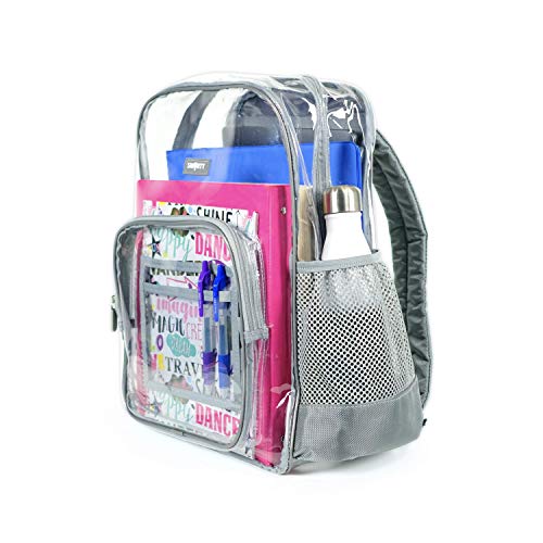 SMARTY Heavy Duty Clear Backpack V6 Durable Transparent See Through Bag (Medium, Gray)