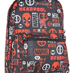 Marvel Deadpool Backpack Merc With A Mouth Verbiage All Over Print Laptop Travel Backpack