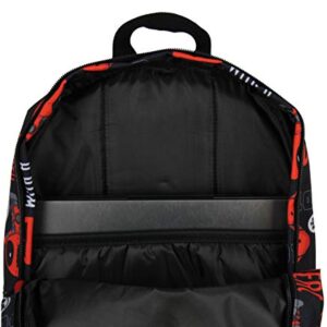 Marvel Deadpool Backpack Merc With A Mouth Verbiage All Over Print Laptop Travel Backpack