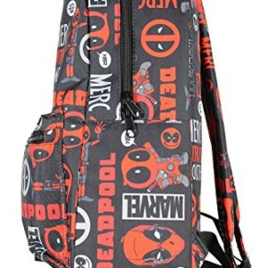 Marvel Deadpool Backpack Merc With A Mouth Verbiage All Over Print Laptop Travel Backpack