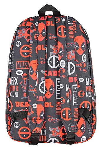 Marvel Deadpool Backpack Merc With A Mouth Verbiage All Over Print Laptop Travel Backpack