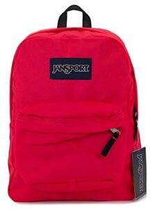 jansport superbreak backpack (fluorescent red)