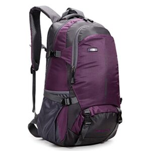 tianmai hiking backpack 45l waterproof backpack outdoor sport daypack for climbing mountaineering fishing travel cycling (purple)