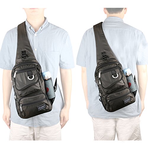 Vanlison Sling Bag Chest Shoulder Backpack Crossbody Multipurpose Daypack For Men Women Black