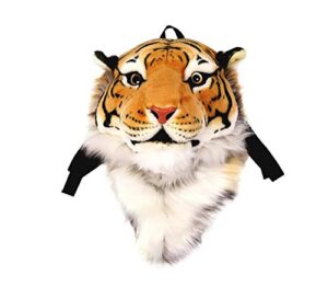 domineering backpack stuffed tiger head 3d simulation personalised shoulder bag animal head shoulders bag (large, tiger yellow)