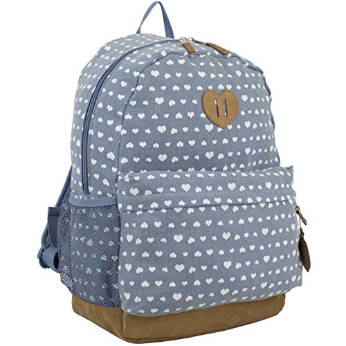 Eastsport Lightweight Stylish Daypack - Denim/Heart Print