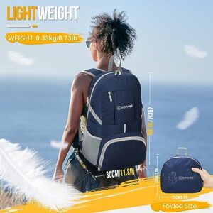 ZOMAKE Lightweight Packable Backpack 35L - Light Foldable Backpacks Water Resistant Collapsible Hiking Backpack - Compact Folding Day Pack for Travel Camping(Navy Blue)