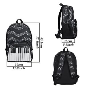 Piano Keys Music Note Backpacks,Waterproof Oxford Cloth Backpack,Outdoor/Travel Backpack for Women & Men,Shoulder Casual Travel Daypack Hiking Camping(Keyboard black)