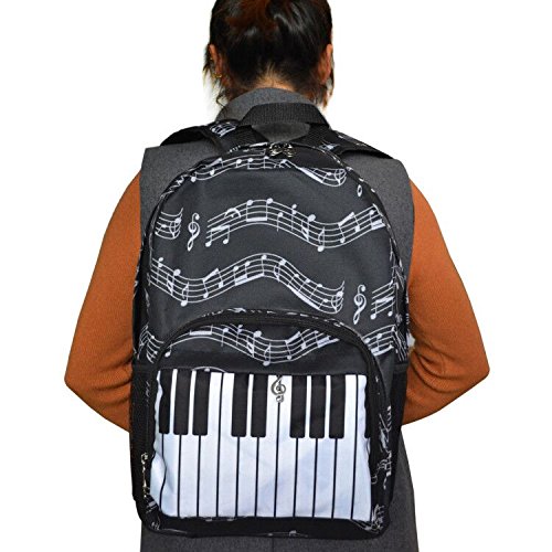 Piano Keys Music Note Backpacks,Waterproof Oxford Cloth Backpack,Outdoor/Travel Backpack for Women & Men,Shoulder Casual Travel Daypack Hiking Camping(Keyboard black)