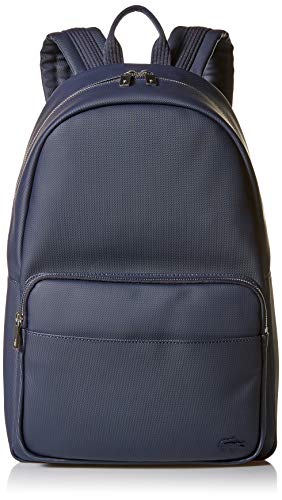 Lacoste mens Solid Large Zip Backpacks, Peacoat, One Size US