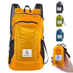 4monster hiking daypack,water resistant lightweight packable backpack for travel camping outdoor (a-orange, 16l)