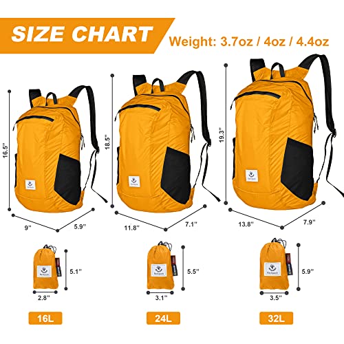 4Monster Hiking Daypack,Water Resistant Lightweight Packable Backpack for Travel Camping Outdoor (A-orange, 16L)
