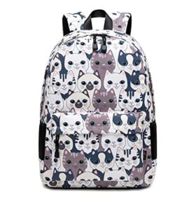 teecho girls waterproof school backpack fashion 15.6" laptop backpack for teenager cat