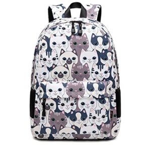 Teecho Girls Waterproof School Backpack Fashion 15.6" Laptop Backpack for Teenager Cat