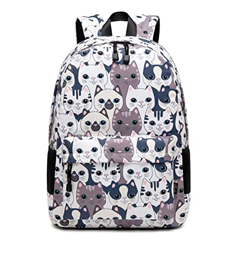 Teecho Girls Waterproof School Backpack Fashion 15.6" Laptop Backpack for Teenager Cat