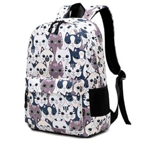 Teecho Girls Waterproof School Backpack Fashion 15.6" Laptop Backpack for Teenager Cat