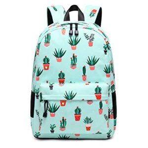 Teecho Waterproof Cute Backpack for Girl Casual Women Laptop Backpack Cactus