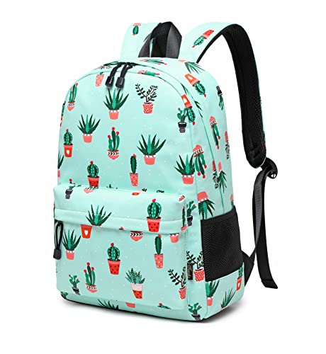 Teecho Waterproof Cute Backpack for Girl Casual Women Laptop Backpack Cactus