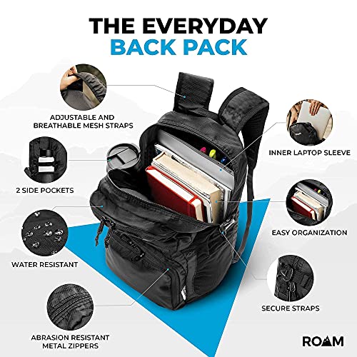 Roam 25L Hiking Daypack, Lightweight Packable Backpack, Rainproof, for Travel, Camping, Foldable, Durable, Water Resistant Ultra Light - True Black