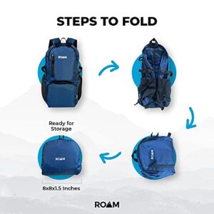 Roam 25L Hiking Daypack, Lightweight Packable Backpack, Rainproof, for Travel, Camping, Foldable, Durable, Water Resistant Ultra Light - True Black