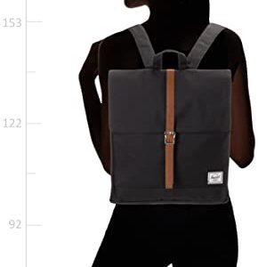 Herschel City Backpack, Black/Tan Synthetic Leather, Mid-Volume 14.0L