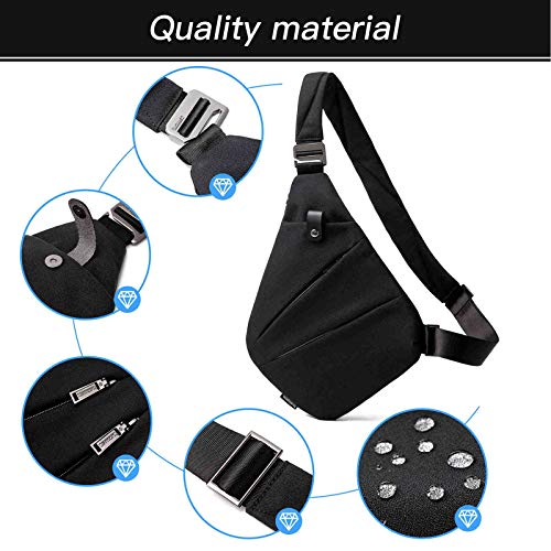 weiatas Sling Bag Chest Shoulder Backpack Crossbody Bags for Men Women Travel Outdoors (Black)