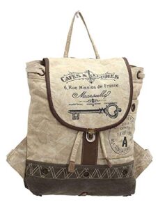 myra bags cafe & legumes key upcycled canvas backpack bag s-1003
