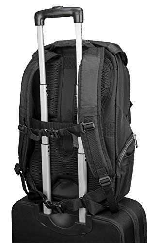 Targus Voyager II Travel and Commuter Business Backpack with Hideaway RainCover, Sternum & Waist Buckled Straps, Trolley Strap, Padded Shock-Absorbing Protection for 17.3-Inch Laptop, Black (TSB953GL)