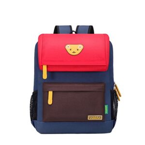 willikiva cute bear kids school backpack for children elementary school bags girls boys bookbags (red/coffee/royalblue, medium)