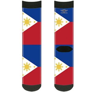 buckle-down unisex-adult's socks philippines flags crew, multicolor