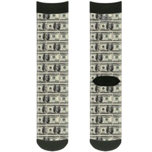 buckle down mens buckle-down socks 100 dollar bills crew backpacks, multicolor, crew us