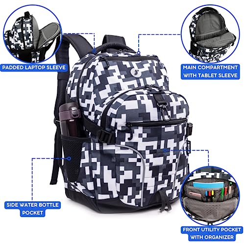 J World New York Atom Multi-Compartment Laptop Backpack, Camo, 18.5 X 13 X 7.5 (H X W X D)