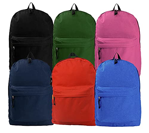 K-Cliffs Bulk Classic Backpack 18 inch Basic Bookbag Case Lot 36pc Simple School Bag Mixed Colors