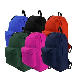 wholesale classic backpack 18 inch basic bookbag bulk cheap case lot 36pcs simple schoolbag promotional backpacks non profit student school book bags vintage daypack 6 assort color